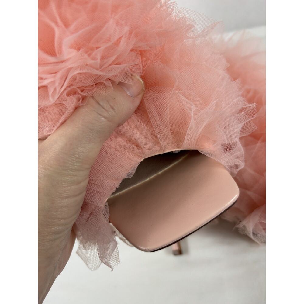 Azalea Wang Meticulously Tulle Tutu Stiletto Bootie Baby Pink 8.5 Open Toe - Picture 10 of 16